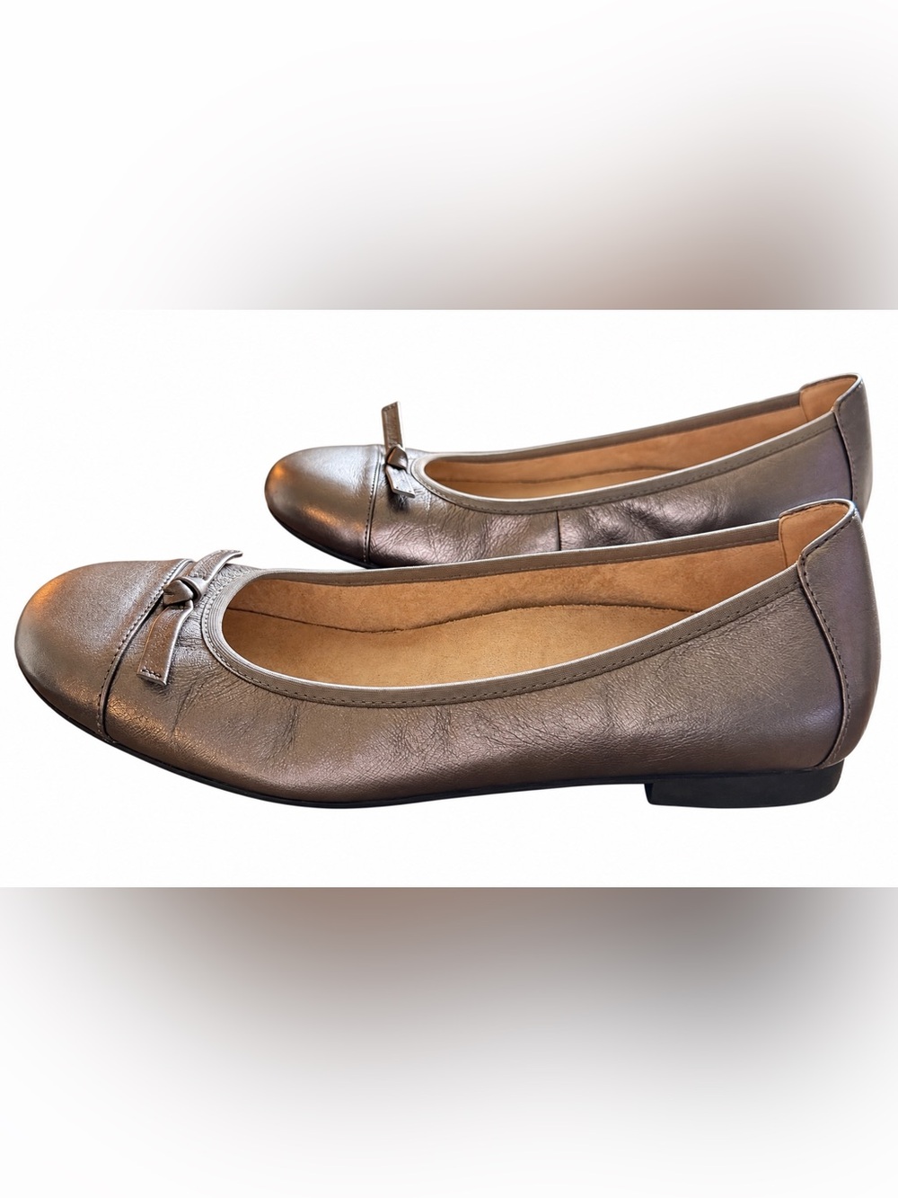 Vionic Morrie Metallic Pewter Ballet Flats Bow Women’s 12 Wide